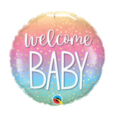 18 inch Welcome Baby Light Pink to Blue Ombre Gold Dots Foil Balloon 18
